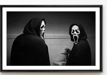 Scream Ghost Face Bathroom Print w/ Hard Top Loader (Click Pic)